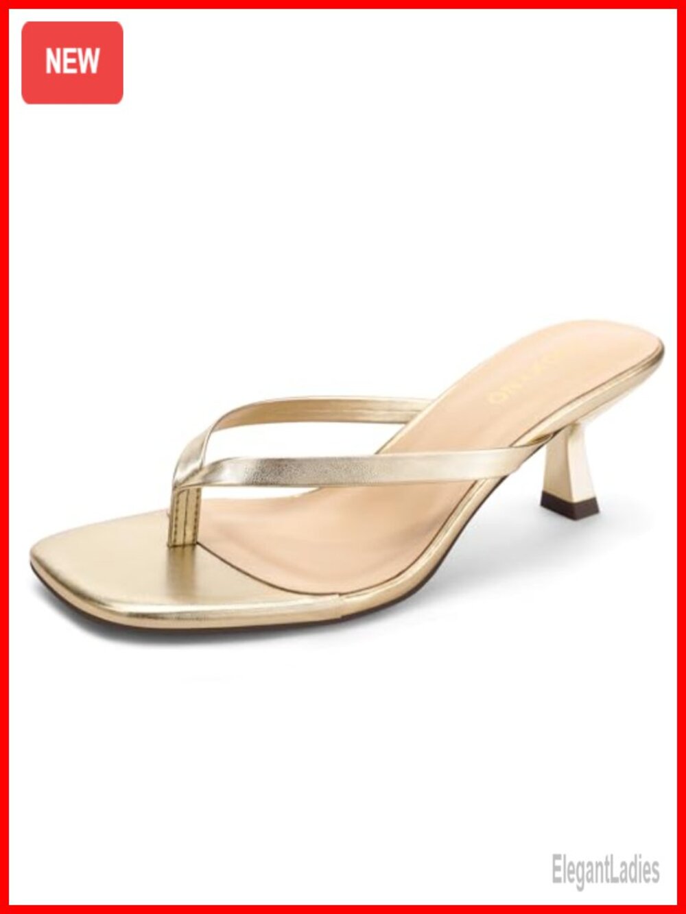 Kitten Heel Thong Sandals Square Open Toe 2.5in Slip On Women's Heels